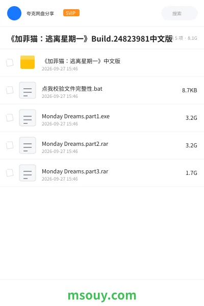 《《加菲猫:逃离星期一》Build.24823981中文版》游戏网盘|学习资源网盘