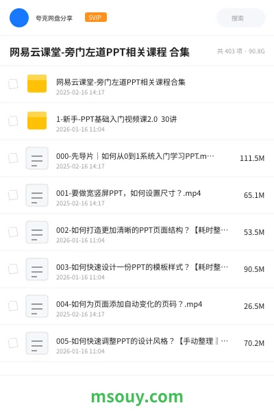 《网易云课堂-旁门左道PPT相关课程 合集》教程网盘｜学习资源网盘