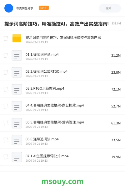《提示词高阶技巧,精准操控AI,高效产出实战指南》AIGC网盘|学习资源网盘
