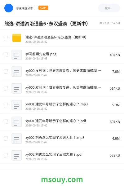 《熊逸-讲透资治通鉴6·东汉盛衰(更新中)》教程网盘|学习资源网盘