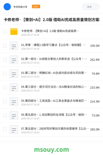 《卡修老师·【策划+Ai】2.0版 借助Ai完成高质量策划方案》AIGC学习资源封面