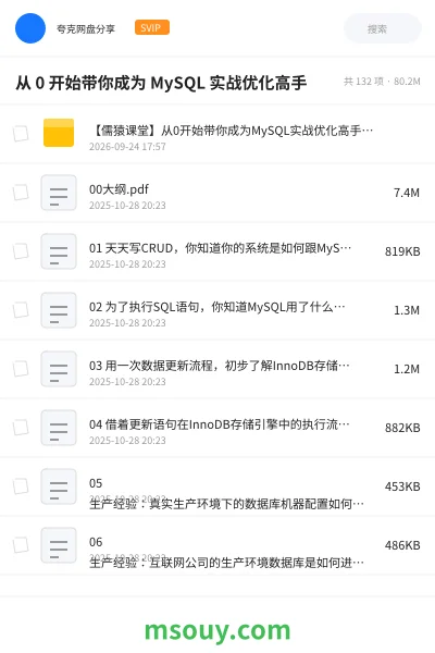 《从 0 开始带你成为 MySQL 实战优化高手》教程学习资源封面