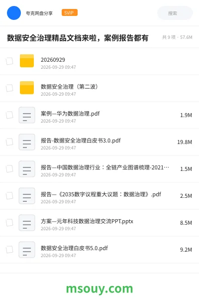 《数据安全治理精品文档来啦，案例报告都有》教程网盘｜学习资源网盘