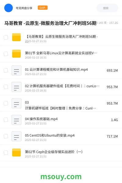 《马哥教育 -云原生-微服务治理大厂冲刺班56期》教程网盘｜学习资源网盘