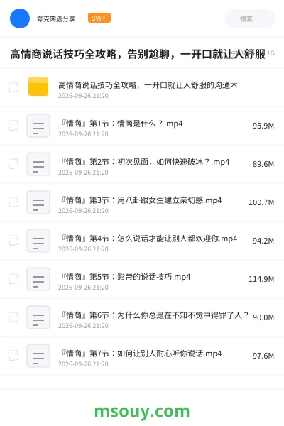 《高情商说话技巧全攻略,告别尬聊,一开口就让人舒服》教程网盘|学习资源网盘