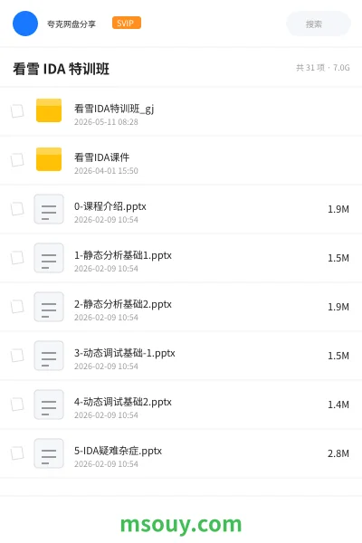 《看雪 IDA 特训班》教程学习资源封面