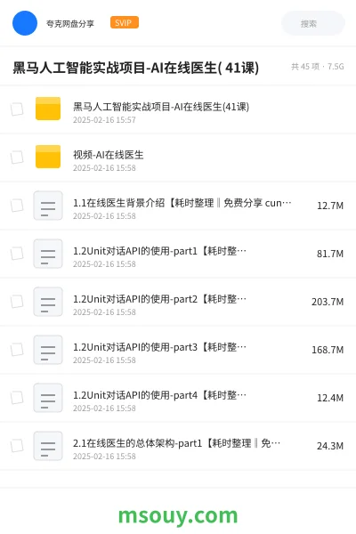 《黑马人工智能实战项目-AI在线医生( 41课)》AIGC学习资源封面