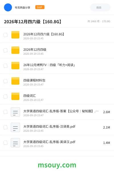 《2026年12月四六级【160.8G】》AIGC网盘|学习资源网盘