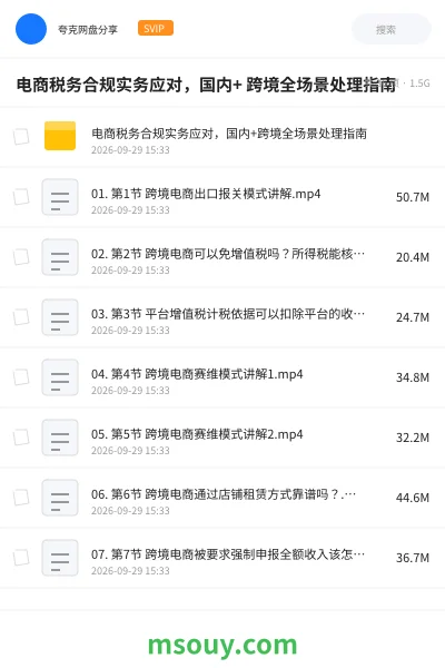 《电商税务合规实务应对，国内+ 跨境全场景处理指南》AIGC网盘｜学习资源网盘