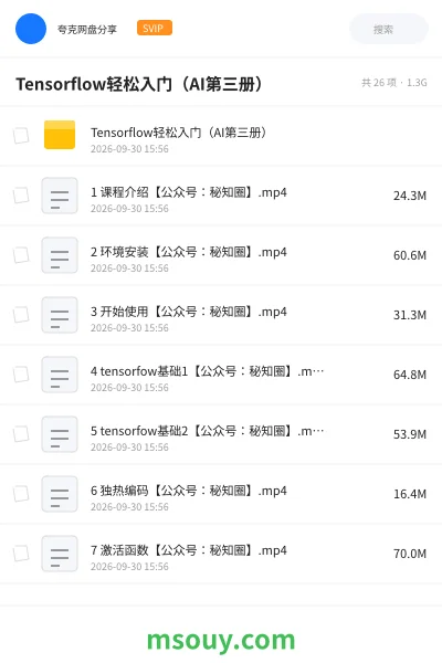 《Tensorflow轻松入门（AI第三册）》AIGC网盘｜学习资源网盘