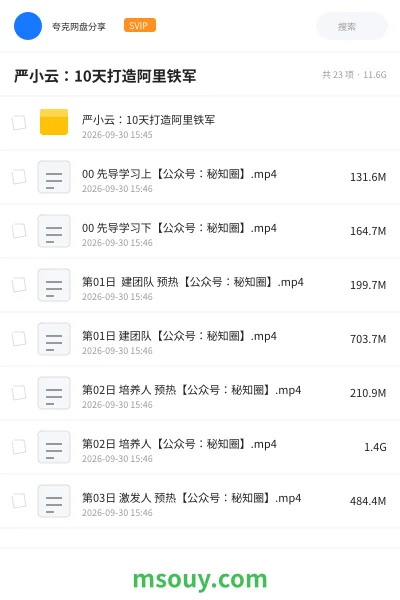 《严小云：10天打造阿里铁军》AIGC网盘｜学习资源网盘