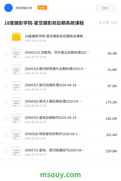 《18度摄影学院-星空摄影前后期系统课程》教程学习资源封面