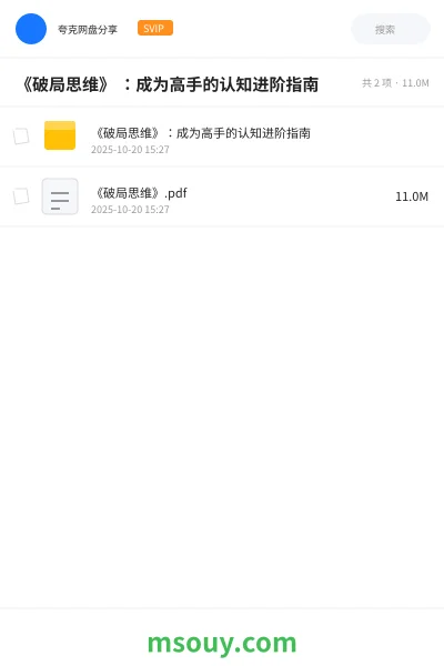 《《破局思维》 ：成为高手的认知进阶指南》书刊网盘｜学习资源网盘