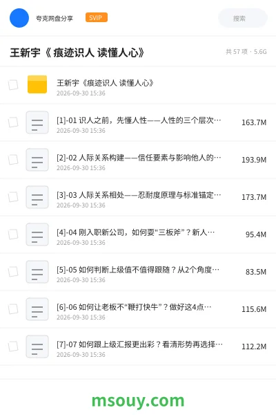 《王新宇《 痕迹识人 读懂人心》》教程网盘|学习资源网盘