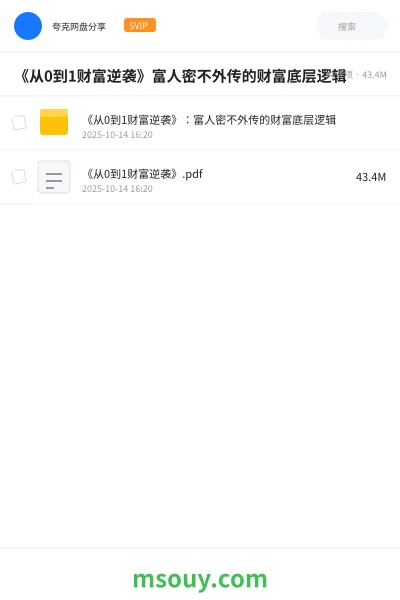 《《从0到1财富逆袭》富人密不外传的财富底层逻辑》网赚学习资源封面