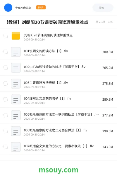 《【教辅】刘朝阳20节课突破阅读理解重难点》其他网盘|学习资源网盘