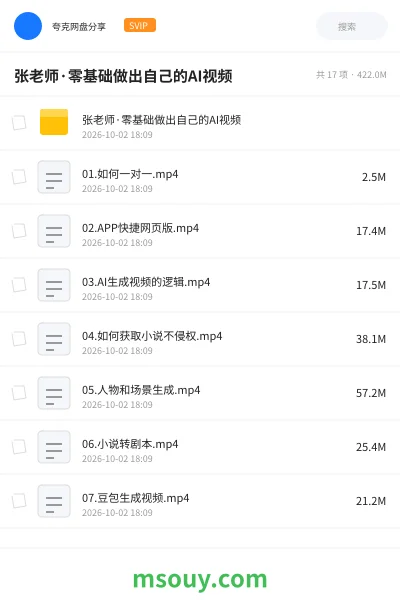 《张老师·零基础做出自己的AI视频》AIGC网盘｜学习资源网盘