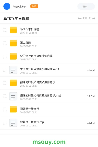 《马飞飞学员课程》教程网盘|学习资源网盘