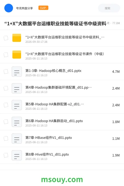 《“1+X”大数据平台运维职业技能等级证书中级资料》教程学习资源封面