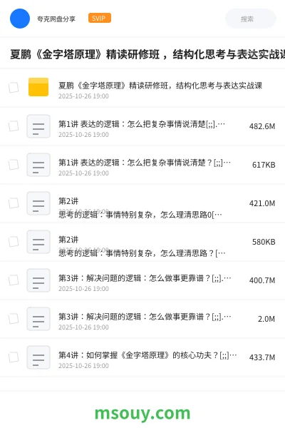 《夏鹏《金字塔原理》精读研修班 ,结构化思考与表达实战课》教程学习资源封面
