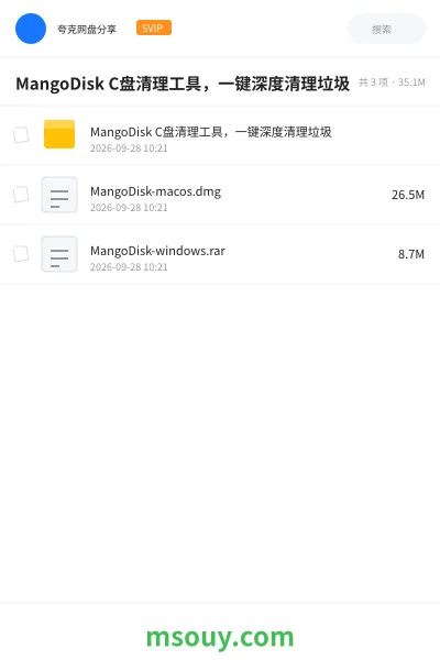 《MangoDisk C盘清理工具,一键深度清理垃圾》软件学习资源封面