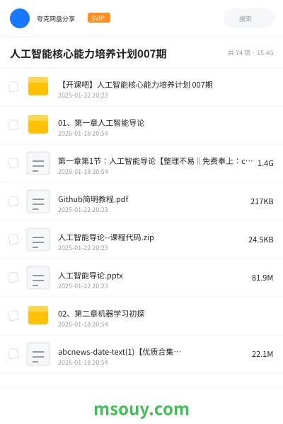 《人工智能核心能力培养计划007期》AIGC网盘|学习资源网盘