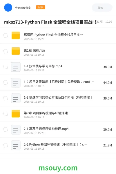 《mksz713-Python Flask 全流程全栈项目实战【 18章完结】》AIGC学习资源封面