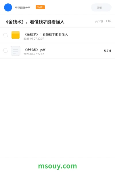 《《金钱术》,看懂钱才能看懂人》书刊网盘|学习资源网盘