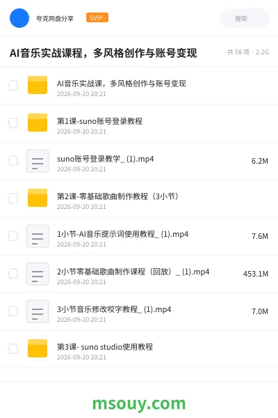 《AI音乐实战课程，多风格创作与账号变现》AIGC网盘｜学习资源网盘