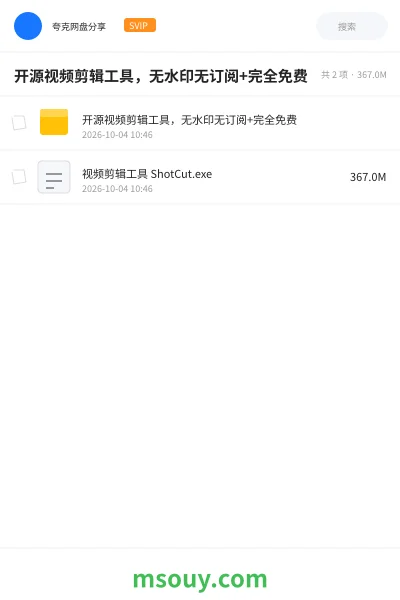 《开源视频剪辑工具,无水印无订阅+完全免费》软件网盘|学习资源网盘