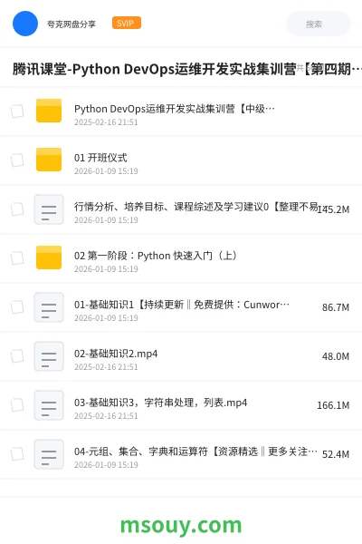 《腾讯课堂-Python DevOps运维开发实战集训营【第四期中级班】》教程学习资源封面