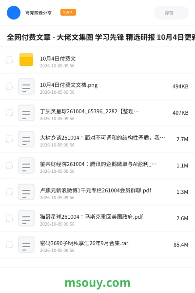 《全网付费文章 - 大佬文集圈 学习先锋 精选研报 10月4日更新》书刊学习资源封面