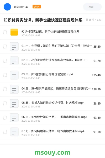 《知识付费实战课,新手也能快速搭建变现体系》AIGC网盘|学习资源网盘