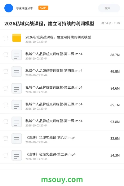 《2026私域实战课程，建立可持续的利润模型》教程网盘｜学习资源网盘