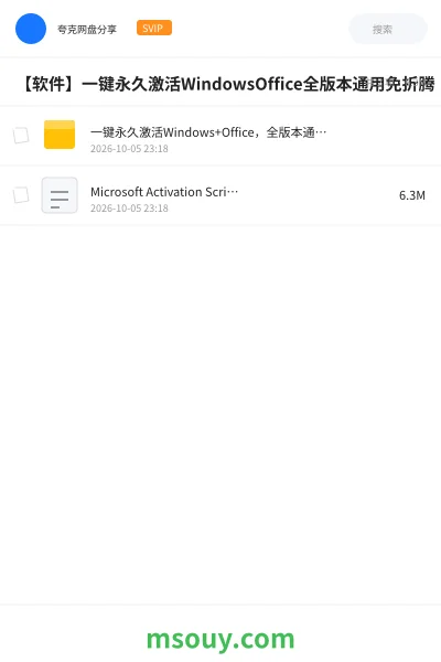 《一键永久激活Windows+Office,全版本通用免折腾(保存之前不可下载)》软件学习资源封面