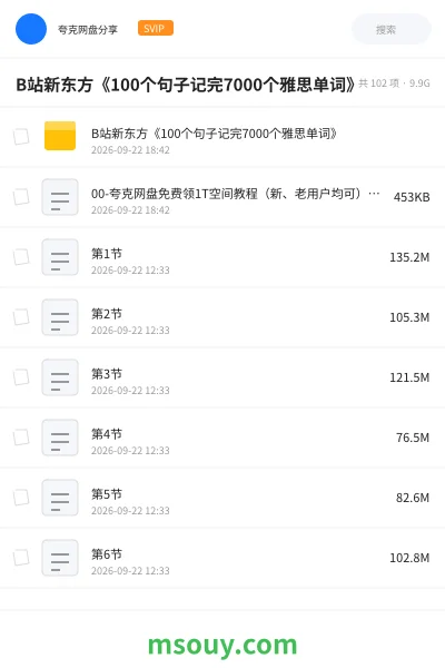 《B站新东方《100个句子记完7000个雅思单词》》英语网盘｜学习资源网盘
