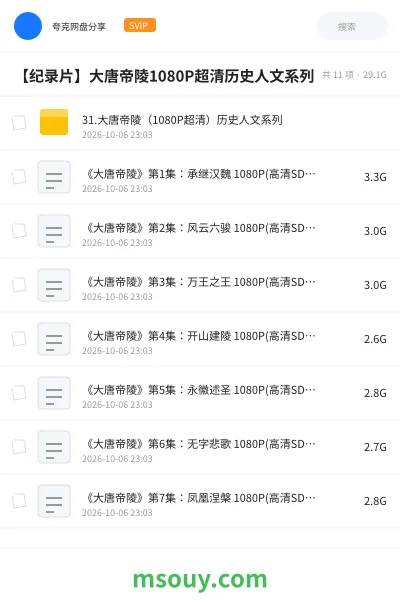 《【纪录片】大唐帝陵1080P超清历史人文系列》纪录片网盘|学习资源网盘