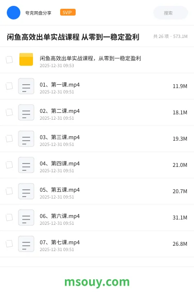 《闲鱼高效出单实战课程 从零到一稳定盈利》AIGC网盘|学习资源网盘