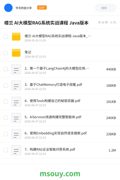 《楼兰 AI大模型RAG系统实战课程 Java版本》AIGC学习资源封面