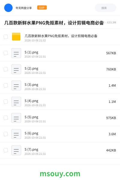 《几百款新鲜水果PNG免抠素材,设计剪辑电商必备》其他网盘|学习资源网盘