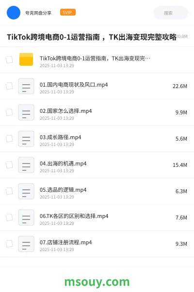 《TikTok跨境电商0-1运营指南 ,TK出海变现完整攻略》教程学习资源封面