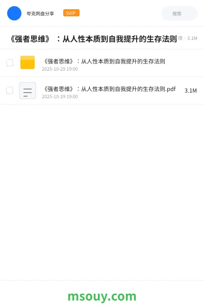 《《强者思维》 :从人性本质到自我提升的生存法则》书刊学习资源封面