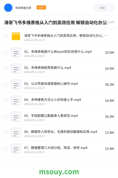 《涛哥飞书多维表格从入门到高效应用 解锁自动化办公》教程学习资源封面