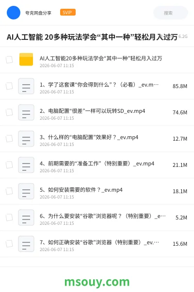 《AI人工智能 20多种玩法学会“其中一种”轻松月入过万》AIGC网盘｜学习资源网盘