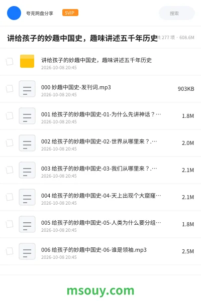 《讲给孩子的妙趣中国史，趣味讲述五千年历史》教育动画网盘｜学习资源网盘