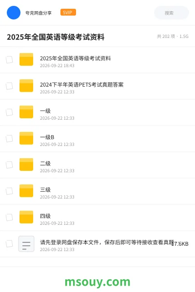 《2025年全国英语等级考试资料》英语网盘｜学习资源网盘