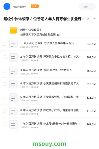 《超级个体访谈录 8 位普通人年入百万创业复盘课》网赚学习资源封面