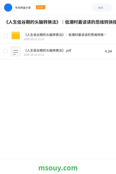 《《人生低谷期的头脑转换法》:低潮时最该读的思维转换指南》书刊学习资源封面