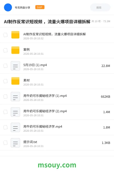 《AI制作反常识短视频 ,流量火爆项目详细拆解》AIGC网盘|学习资源网盘