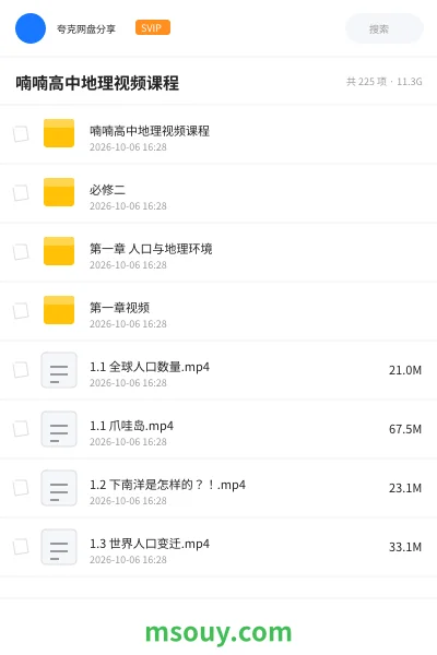 《🎓喃喃高中地理视频课程》学习资源网盘|学习资源网盘